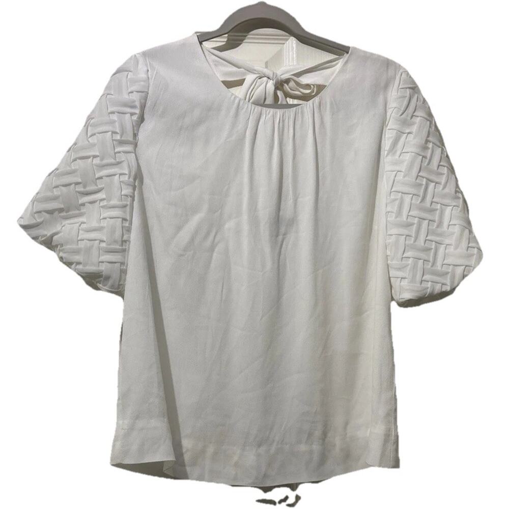 Twelfth Street by Cynthia Vincent white top Size Small Scoop Back Bow Lined